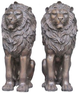 Casa Padrino esculturas de decoración de bronce de lujo leones 46 x 74 x A. 113 cm - Figuras de decoración de bronce - Accesorios de Decoración de Hoteles y Restaurantes de Lujo