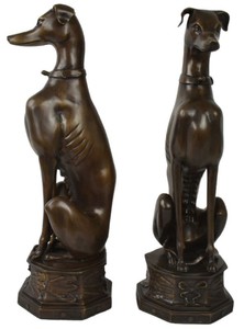 Casa Padrino esculturas de decoración de bronce de lujo perros bronce 23 x 23 x A. 82 cm - Figuras de decoración de bronce - Accesorios de Decoración de Hoteles y Restaurantes de Lujo