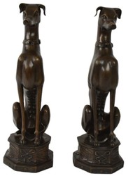 Casa Padrino luxury bronze decoration sculptures dogs bronze 23 x 23 x H. 82 cm - Bronze decoration figures - Luxury Hotel & Restaurant Decoration Accessories