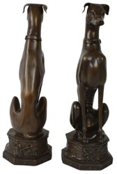 Casa Padrino luxury bronze decoration sculptures dogs bronze 23 x 23 x H. 82 cm - Bronze decoration figures - Luxury Hotel & Restaurant Decoration Accessories