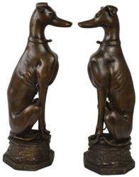 Casa Padrino luxury bronze decoration sculptures dogs bronze 23 x 23 x H. 82 cm - Bronze decoration figures - Luxury Hotel & Restaurant Decoration Accessories