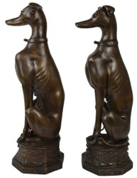 Casa Padrino luxury bronze decoration sculptures dogs bronze 23 x 23 x H. 82 cm - Bronze decoration figures - Luxury Hotel & Restaurant Decoration Accessories