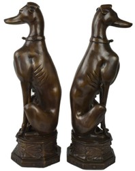 Casa Padrino luxury bronze decoration sculptures dogs bronze 23 x 23 x H. 82 cm - Bronze decoration figures - Luxury Hotel & Restaurant Decoration Accessories