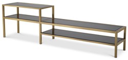 Casa Padrino armadio TV di lusso ottone / grigio 230 x 45,5 x A. 65 cm - Credenza in acciaio inox con piani in vetro fumè - Mobili soggiorno di lusso