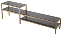 Casa Padrino armadio TV di lusso ottone / grigio 230 x 45,5 x A. 65 cm - Credenza in acciaio inox con piani in vetro fumè - Mobili soggiorno di lusso