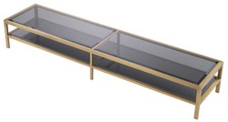 Casa Padrino luxury TV cabinet brass / gray 200 x 45 x H. 30 cm - Stainless steel sideboard with tinted glass tops - Luxury living room furniture
