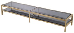 Casa Padrino luxury TV cabinet brass / gray 200 x 45 x H. 30 cm - Stainless steel sideboard with tinted glass tops - Luxury living room furniture