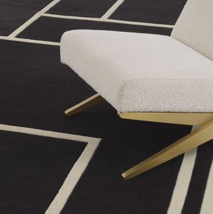 Casa Padrino alfombra de lujo negro / crema 300 x 400 cm - Alfombra de salón tejida a mano hecha de 100% lana de Nueva Zelanda - Calidad de Lujo