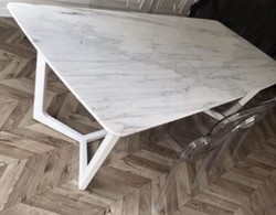 Casa Padrino table de salle à manger de luxe blanc 200 x 100 x H. 75 cm - Table de cuisine moderne avec plateau en marbre et structure en acier inoxydable - Mobilier de salle à manger