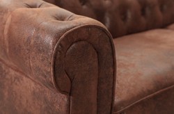 Casa Padrino sofá de esquina Chesterfield derecha marrón antiguo - Sofá de microfibra para sala de estar - Muebles de Sala de Estar Chesterfield