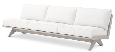 Casa Padrino canapé de jardin de luxe blanc / sable 230 x 88 x H. 76 cm - Canapé de terrasse de jardin résistant aux intempéries - Mobilier d'Hôtel - Qualité de Luxe