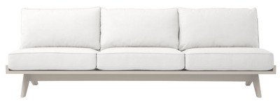 Casa Padrino Luxus Gartensofa Weiß / Sandfarben 230 x 88 x H. 76 cm - Wetterbeständiges Garten Terrassen Sofa - Hotel Möbel - Luxus Qualität