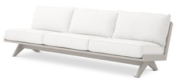 Casa Padrino canapé de jardin de luxe blanc / sable 230 x 88 x H. 76 cm - Canapé de terrasse de jardin résistant aux intempéries - Mobilier d'Hôtel - Qualité de Luxe