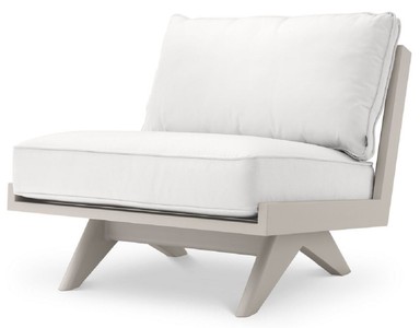 Casa Padrino fauteuil de jardin de luxe blanc / sable 80 x 88 x H. 76 cm - Mobilier d'Hôtel de Terrasse de Jardin - Qualité de Luxe