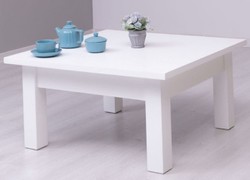 Casa Padrino tavolino da caffè in stile country bianco 90 x 90 x A. 45 cm - Tavolo da Soggiorno in Legno Massello - Mobili per Soggiorni in Stile Country