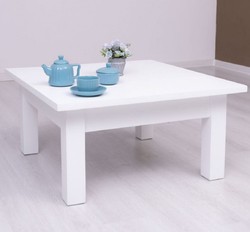 Casa Padrino tavolino da caffè in stile country bianco 90 x 90 x A. 45 cm - Tavolo da Soggiorno in Legno Massello - Mobili per Soggiorni in Stile Country