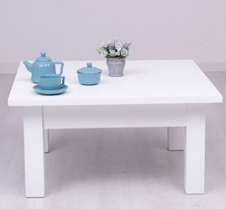 Casa Padrino tavolino da caffè in stile country bianco 90 x 90 x A. 45 cm - Tavolo da Soggiorno in Legno Massello - Mobili per Soggiorni in Stile Country