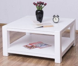 Casa Padrino mesa de centro de estilo campestre blanco 90 x 90 x A. 45 cm - Mesa de la Sala de Madera Maciza - Muebles en Estilo Campestre