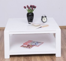 Casa Padrino mesa de centro de estilo campestre blanco 90 x 90 x A. 45 cm - Mesa de la Sala de Madera Maciza - Muebles en Estilo Campestre