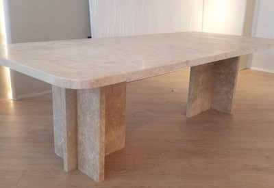 Casa Padrino table de salle à manger de luxe beige 230 x 100 x H. 75 cm - Table de cuisine moderne en marbre travertin de haute qualité - Mobilier de salle à manger