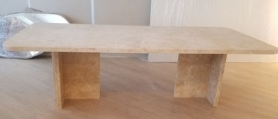 Casa Padrino Luxus Esstisch Beige 230 x 100 x H. 75 cm - Moderner Küchentisch aus hochwertigem Travertin Marmor - Luxus Esszimmer Möbel