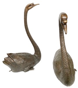 Casa Padrino Luxus Bronze Deko Skulpturen Schwäne Bronzefarben - Bronze Dekofiguren - Luxus Hotel & Restaurant Deko Accessoires