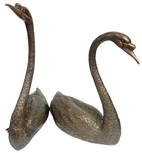 Casa Padrino Luxus Bronze Deko Skulpturen Schwäne Bronzefarben - Bronze Dekofiguren - Luxus Hotel & Restaurant Deko Accessoires