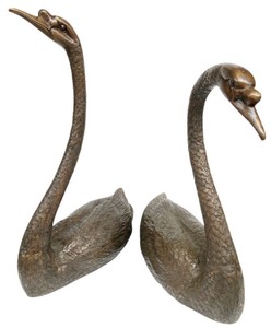 Casa Padrino Luxus Bronze Deko Skulpturen Schwäne Bronzefarben - Bronze Dekofiguren - Luxus Hotel & Restaurant Deko Accessoires
