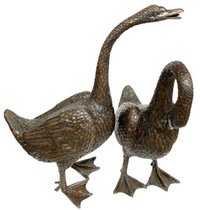 Casa Padrino sculptures de décoration de luxe en bronze oies bronze - Figurines de décoration en bronze - Accessoires de Décoration d'Hôtel & Restaurant de Luxe