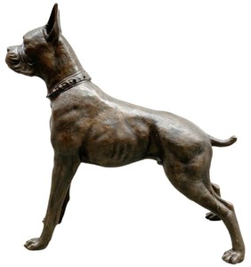 Casa Padrino sculpture de luxe en bronze boxer chien bronze 85 x 28 x H. 95 cm - Figurine de décoration en bronze - Figurine de décoration de salon - Accessoires de décoration de salon de luxe