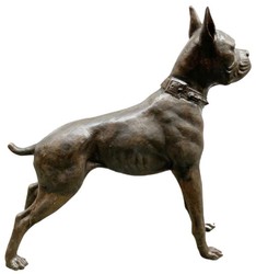 Casa Padrino sculpture de luxe en bronze boxer chien bronze 85 x 28 x H. 95 cm - Figurine de décoration en bronze - Figurine de décoration de salon - Accessoires de décoration de salon de luxe