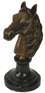 Luxus Deko Bronze Marmor Briefbeschwerer Pferdekopf Luxury Decorative Bronze Marble Paperweight Horse Head 