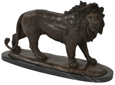 Casa Padrino sculpture en bronze de luxe lion bronze / noir 49 x 16 x H. 31 cm - Figure en bronze avec socle en marbre - Figurine de Décoration - Accessoires de Décoration - Collection de Luxe