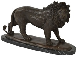 Luxus Deko Bronze Skulptur Figur mit Marmosockel Löwe Luxury Decorative Bronze Sculpture Figure Lion with Marble Base 