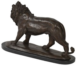 Luxus Deko Bronze Skulptur Figur mit Marmosockel Löwe Luxury Decorative Bronze Sculpture Figure Lion with Marble Base 
