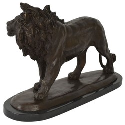 Luxus Deko Bronze Skulptur Figur mit Marmosockel Löwe Luxury Decorative Bronze Sculpture Figure Lion with Marble Base 