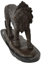 Luxus Deko Bronze Skulptur Figur mit Marmosockel Löwe Luxury Decorative Bronze Sculpture Figure Lion with Marble Base 