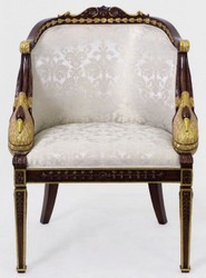 Casa Padrino sillón barroco de lujo plata / crema / marrón oscuro / oro - Sillón de salón hecho a mano con elegante diseño y cisnes decorativos - Muebles Barrocos - Noble y Magnífico