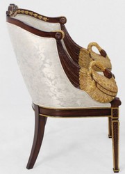 Casa Padrino sillón barroco de lujo plata / crema / marrón oscuro / oro - Sillón de salón hecho a mano con elegante diseño y cisnes decorativos - Muebles Barrocos - Noble y Magnífico