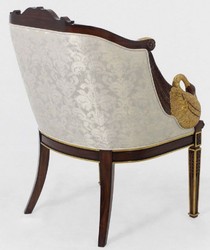 Casa Padrino sillón barroco de lujo plata / crema / marrón oscuro / oro - Sillón de salón hecho a mano con elegante diseño y cisnes decorativos - Muebles Barrocos - Noble y Magnífico