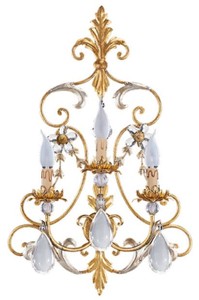 Casa Padrino lampada da parete di lusso in cristallo barocco oro / argento antico 44 x 19 x A. 68 cm - Elegante lampada da parete in metallo con nobile vetro di Boemia - Luci Barocche