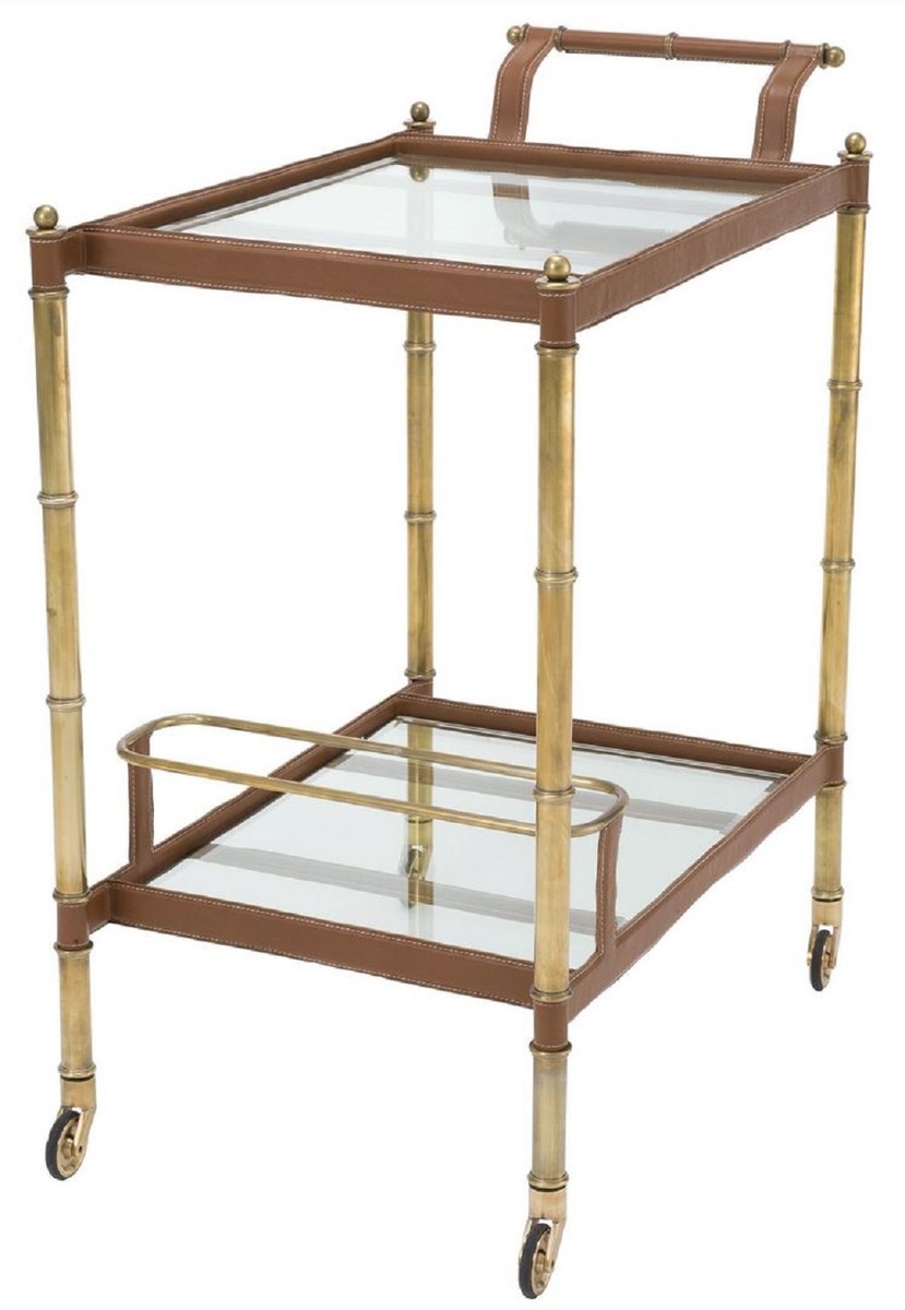 Casa Padrino carrello da portata di lusso ottone vintage / marrone 74 x 44,5 x A. 84 cm - Carrello Gastronomia Ristorante Hotel - Accessori di Lusso