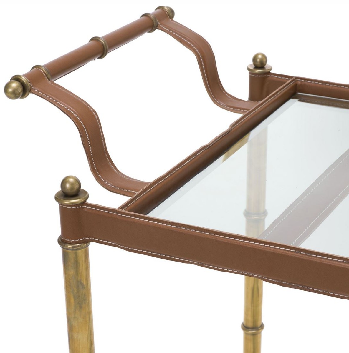 Casa Padrino carrello da portata di lusso ottone vintage / marrone 74 x 44,5 x A. 84 cm - Carrello Gastronomia Ristorante Hotel - Accessori di Lusso