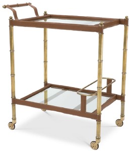 Casa Padrino chariot de service laiton vintage / marron 74 x 44,5 x H. 84 cm - Chariot Gastronomie Hôtel Restaurant - Accessoires de Luxe
