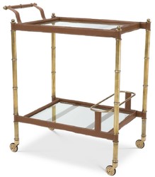 Casa Padrino carrello da portata di lusso ottone vintage / marrone 74 x 44,5 x A. 84 cm - Carrello Gastronomia Ristorante Hotel - Accessori di Lusso