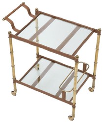 Casa Padrino carrello da portata di lusso ottone vintage / marrone 74 x 44,5 x A. 84 cm - Carrello Gastronomia Ristorante Hotel - Accessori di Lusso