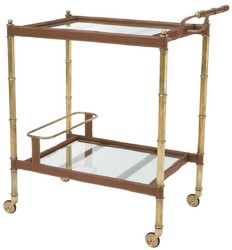 Casa Padrino carrello da portata di lusso ottone vintage / marrone 74 x 44,5 x A. 84 cm - Carrello Gastronomia Ristorante Hotel - Accessori di Lusso