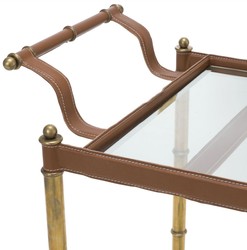 Casa Padrino carrello da portata di lusso ottone vintage / marrone 74 x 44,5 x A. 84 cm - Carrello Gastronomia Ristorante Hotel - Accessori di Lusso