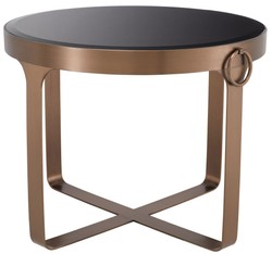 Casa Padrino luxury side table copper / black Ø 60 x H. 47 cm - Round stainless steel table with glass top - Living room furniture - Luxury Furniture
