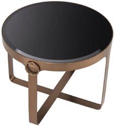 Casa Padrino luxury side table copper / black Ø 60 x H. 47 cm - Round stainless steel table with glass top - Living room furniture - Luxury Furniture